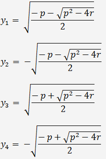 Корни биквадратного уравнения