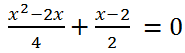 Квадратное уравнение (x^2-2x)/4+(x-2)/2=0