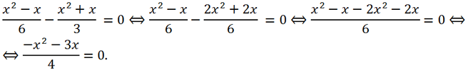 Решение квадратного уравнения (x^2-x)/6-(x^2+x)/3 =0